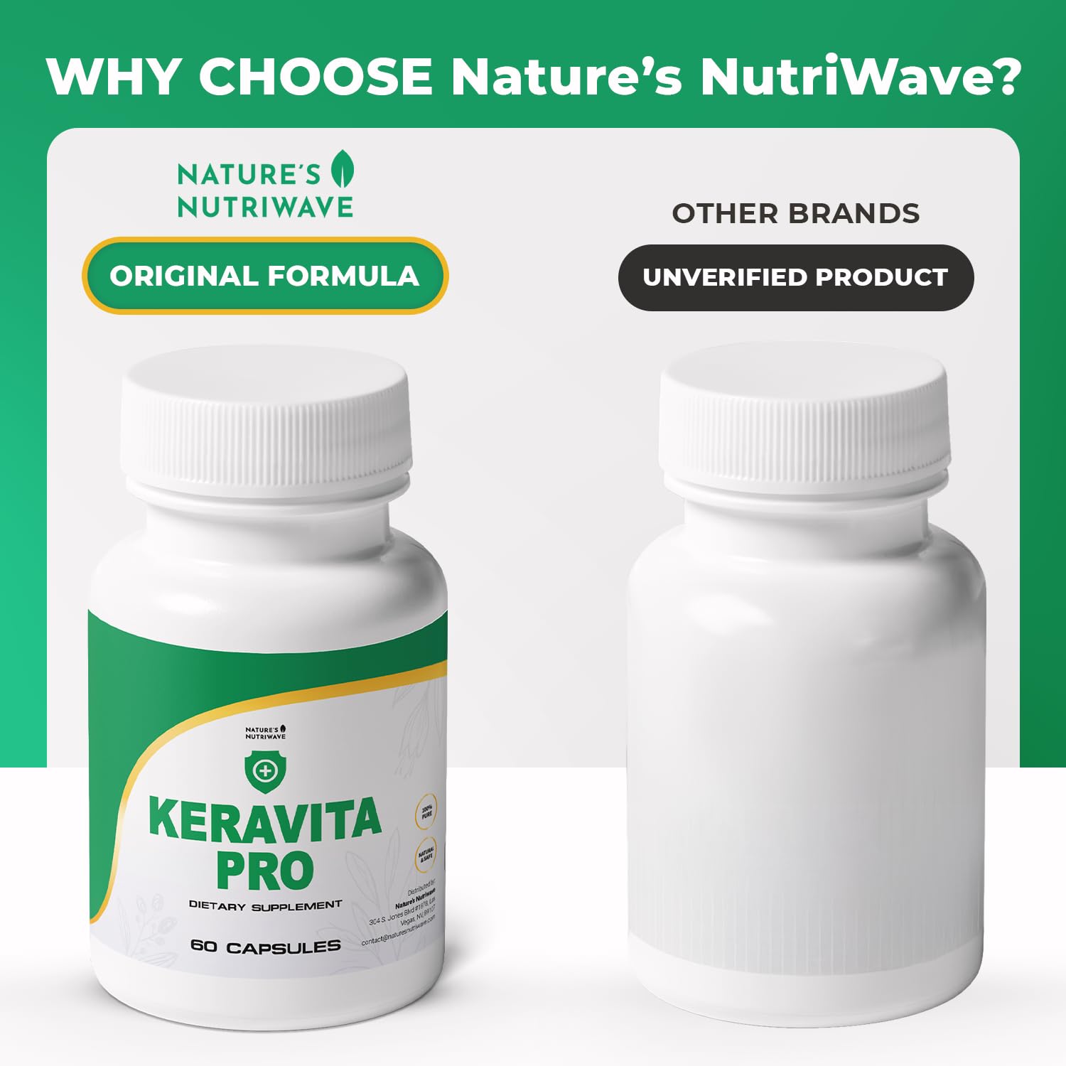 Keravita Pro - Natural Supplement with Vitamins C, Vitamin E, Green Tea, Turmeric & Mushroom for Hair & Nail | Non-GMO, Stimulant-Free | Made in the USA, GMP-Certified | 60 Capsules - 1 Month Supply Nature’s NutriWaveBuy Supplements Australia