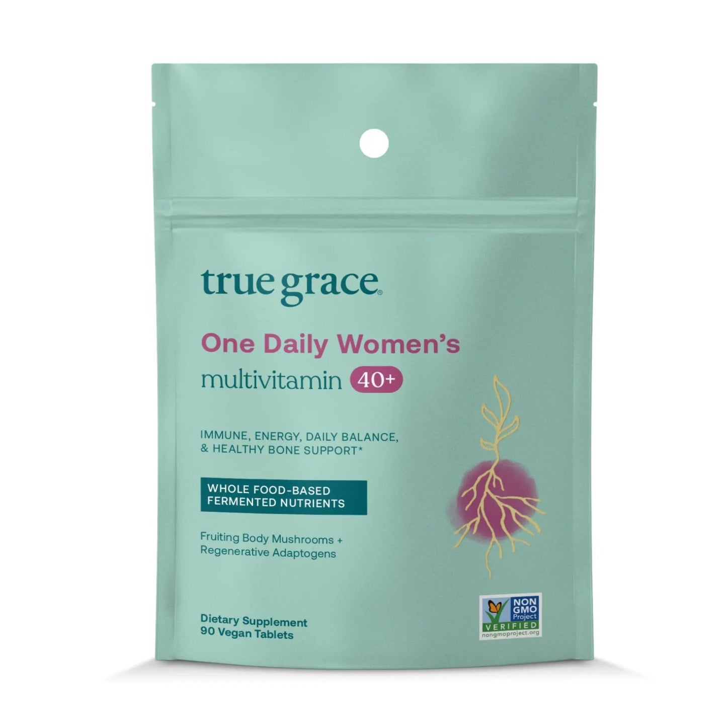 True Grace One Daily Women’s Multivitamin 40+ Fermented Minerals, Organic Adaptogens & Mushrooms Energy, Immune, Bone Support True Grace