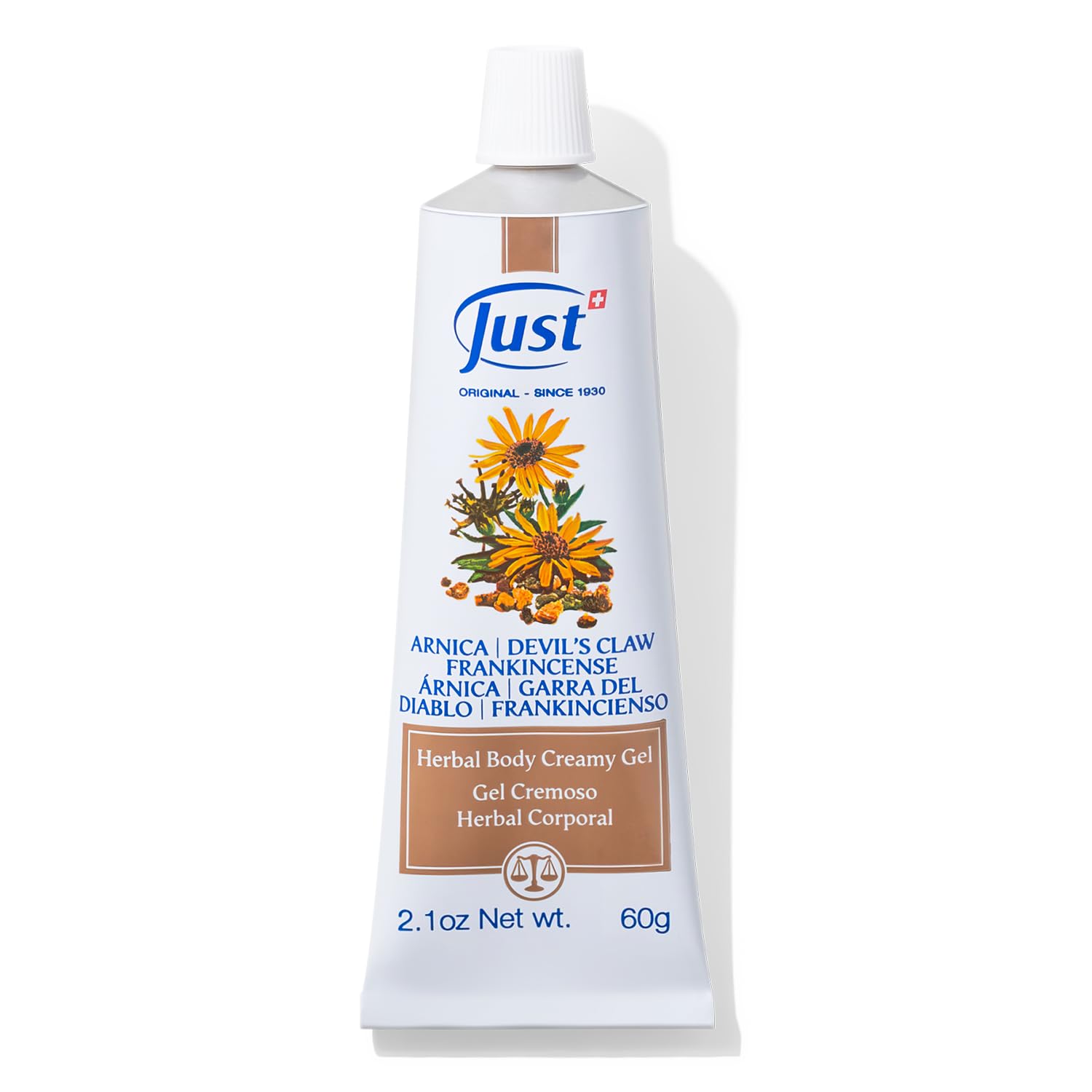 Swiss Just Arnica Gel, Arnica Creamy Gel 60g. Arnica Cream w/Devils Claw & Frankincense Oil. A Gentle Massage Cream on Wrists, Fingers, Knees, Ankles, Joints, Waist, Neck, and Back. SwissJustBuy Supplements Australia