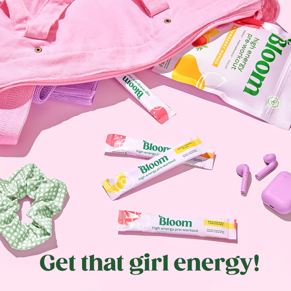 Bloom Nutrition High Energy Pre Workout Powder for Women - Natural Caffeine Powder Bloom NutritionBuy Supplements Australia