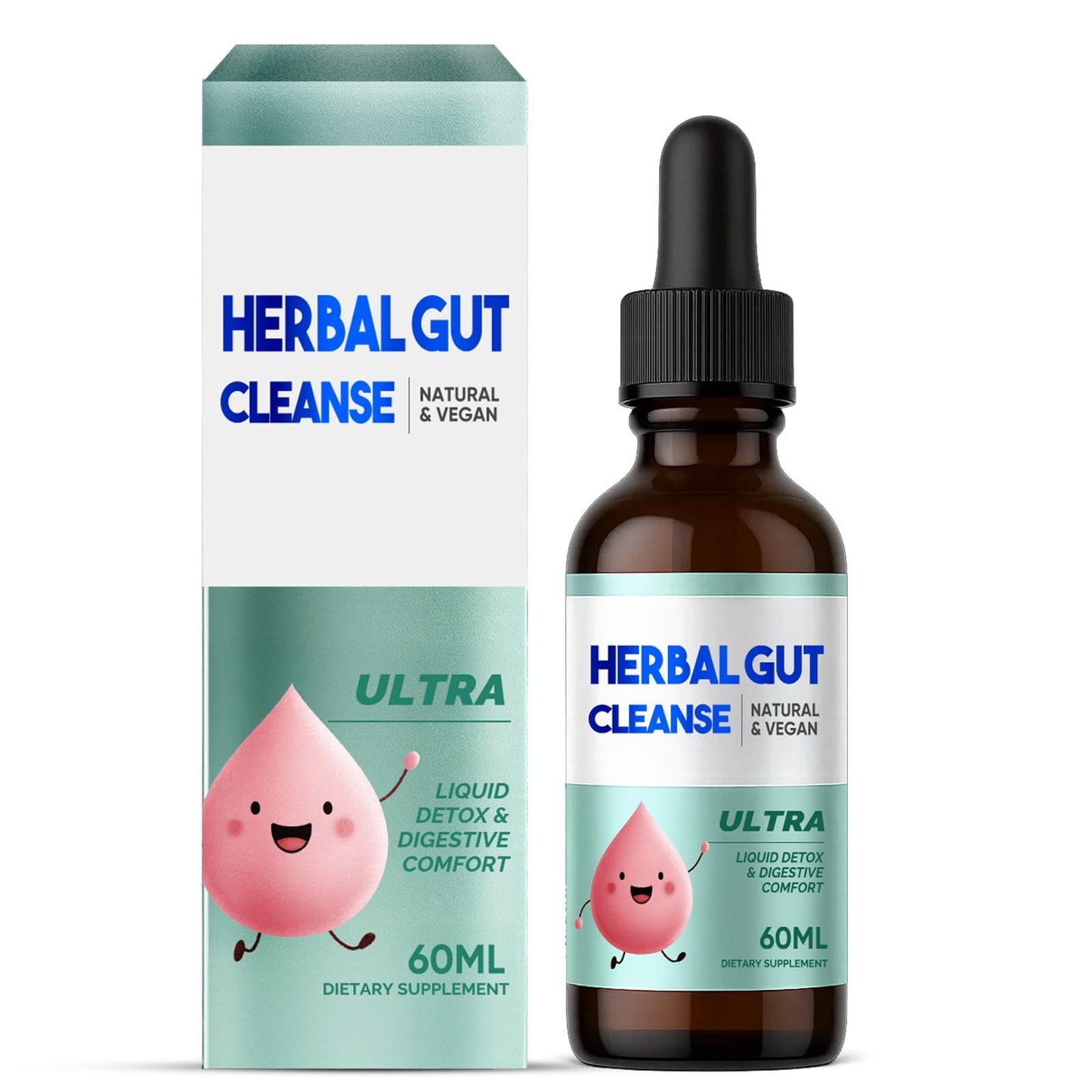 Kids Herbal Gut Cleanse Drops, Parasite Cleanse for Humans Liquid with Wormwood, Black Walnut & Probiotics, Supports Digestive & Overall Gut Health for Children (2 oz) HerbXBuy Supplements Australia