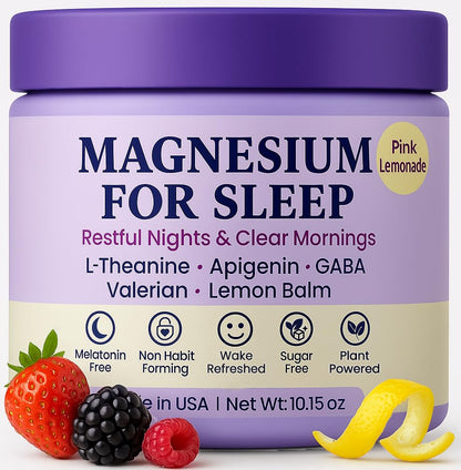 Magnesium Glycinate Powder for Sleep - Magnesium Sleep Aid Without Melatonin - Natural Sleep Drink Mix with GABA, L-Theanine, Apigenin, Valerian & Lemon Balm Dr. MatthewBuy Supplements Australia