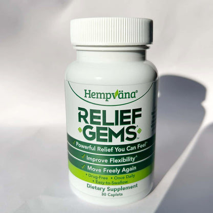 Hempväna® Relief Gems – Drug-Free Joint & Muscle Support Supplement – Supports Temporary Relief of Minor Aches & Pains from Daily Activity – Once-Daily Caplets (30 Count) HempvanaBuy Supplements Australia