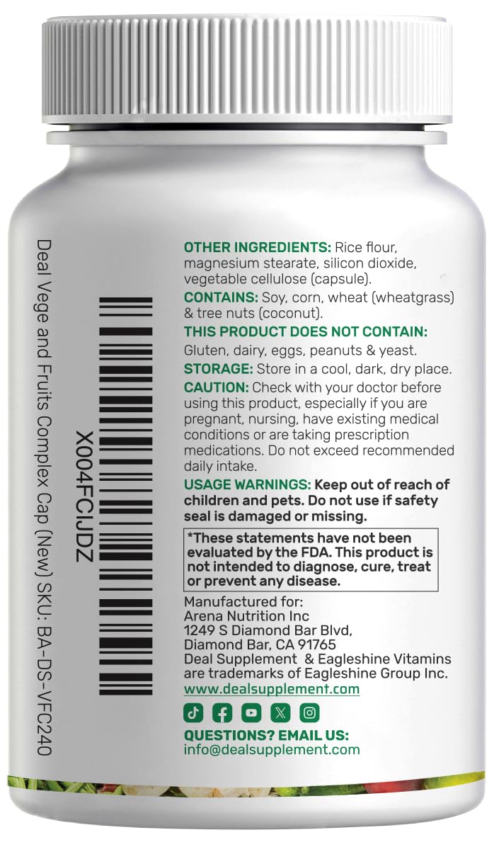Nature’s Fruits & Veggies Supplement, 240 Veggie Capsules – 80 Whole Food Superfoods for Daily Balance – 40 Fruits with 40 Vegetables and Greens – Non-GMO, Gluten Free DEAL SUPPLEMENTBuy Supplements Australia