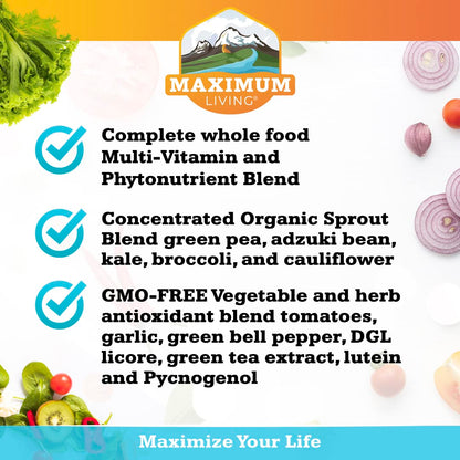 Maximum Living - Vita-Sprout Whole-Food Multivitamin & Phytonutrient Blend - 120 Capsules Maximum LivingBuy Supplements Australia
