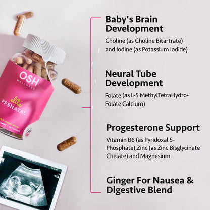 Ayurvedic Elite Prenatal Vitamins with Folate, Choline, Iron, Iodine & more | Made in USA | Optimal Bioavailability | Supports Baby's Growth and Brain Development | 30 Day Supply - OSH Wellness Freshly MomsBuy Supplements Australia