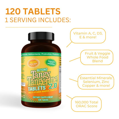 Youngevity Beyond Tangy Tangerine 2.0 Multi-Vitamin & Mineral Complex - Made with Natural & Whole Foods | 160,000 ORAC | 120 Tablets | 1 Bottle YoungevityBuy Supplements Australia
