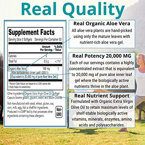 NutriWorth Aloe Vera Supplement (100 Softgels) 20,000mg Pure Gel Equivalency NutriWorthBuy Supplements Australia