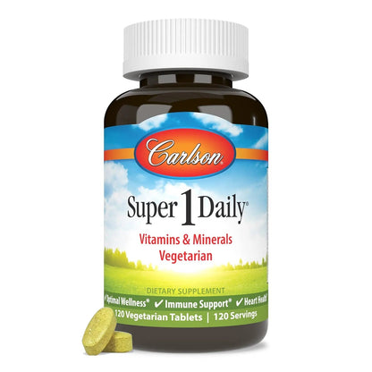 Carlson - Super 1 Daily, Vegetarian Multiple Formula, Multivitamin, Optimal Wellness, 120 Tablets Carlson