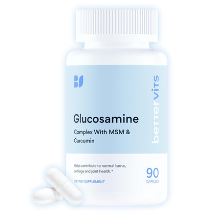 Bettervits Glucosamine Complex with MSM Сhondroitin | Joint Supplements for Women and Men with Vitamin C | Arthritis Support Supplement for Mobility & Flexibility - 90 Capsules BettervitsBuy Supplements Australia