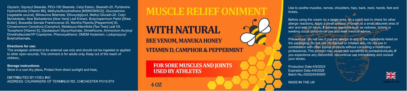 Beeswax and Honey Fast Acting Joint Muscle Bone Cream, Immediate Help for Back, Neck, Hand, Feet, Knee, Shoulder, Topical, Nerve, Plantar, Ankle, Foot Discomfort, Natural Added YOKOBBYESBuy Supplements Australia