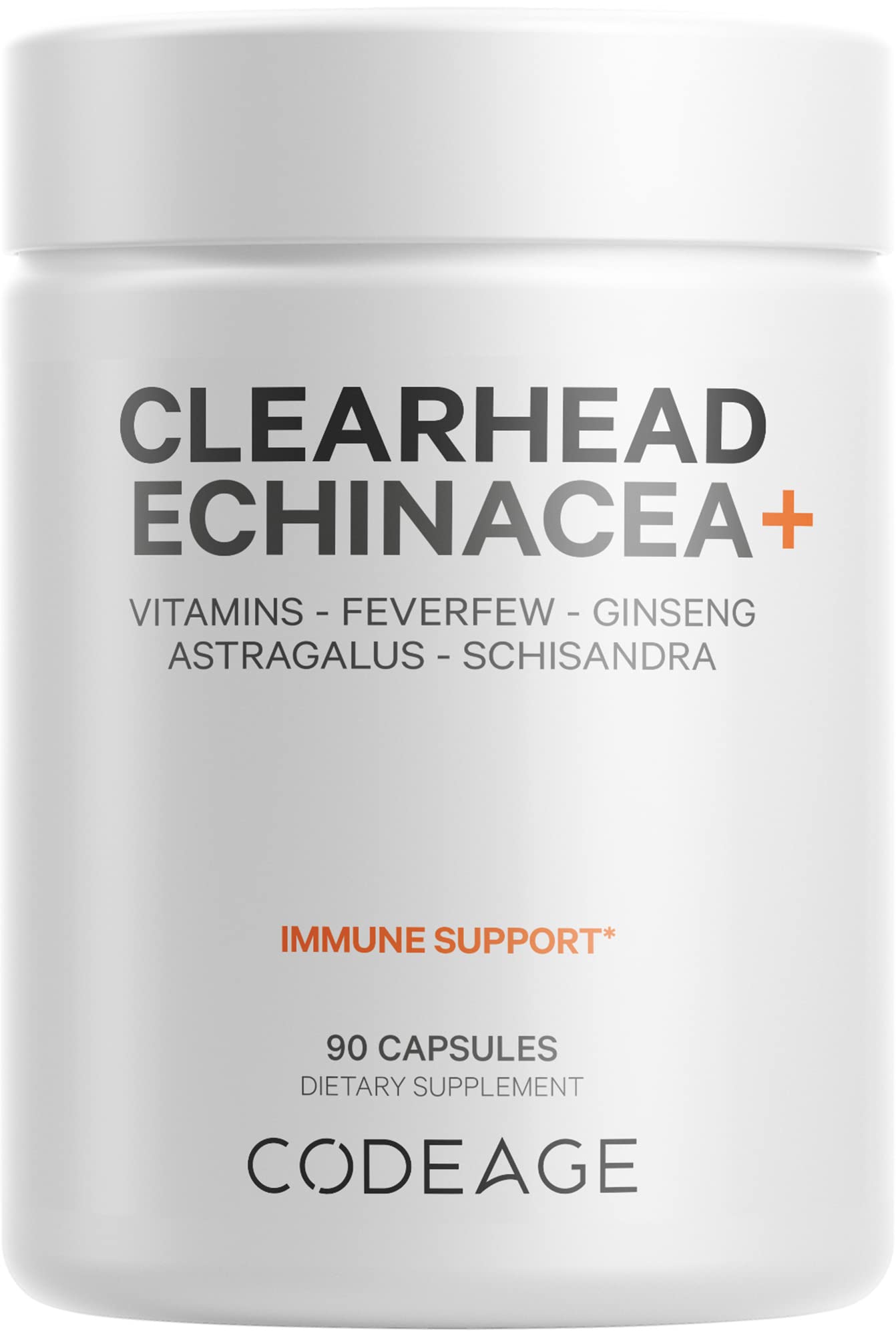 Codeage Clearhead Echinacea+ Supplement - Echinacea, Schisandra, Feverfew, Coptis, American Ginseng, Astragalus, Garlic, Probiotics, Vitamins C & D3, Zinc, Selenium - Clear Head Vitamin - 90 Capsules CodeageBuy Supplements Australia