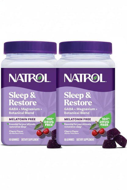 Natrol Sleep & Restore Magnesium Glycinate Blend Gummies, Magnesium for Sleep Aids for Adults, Melatonin-Free, Cherry Flavored, 30 Day Supply, 60 Gummies (Pack of 2) NatrolBuy Supplements Australia