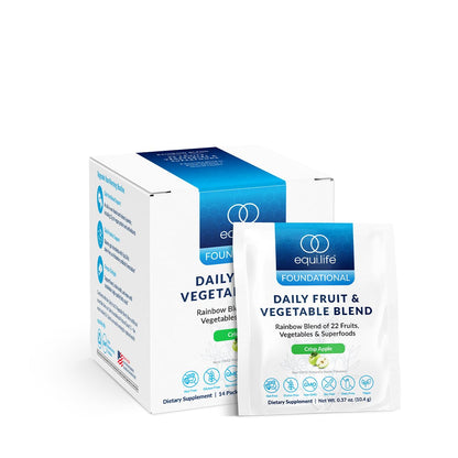 Equilife Daily Fruit & Vegetable Blend, Superfood Antioxidant Supplement, Crisp Apple Flavor with Vitamin C, Fiber, and 9 Essential Amino Acids, Supports Energy, Vegan, 14 Single Serve Packets EquilifeBuy Supplements Australia