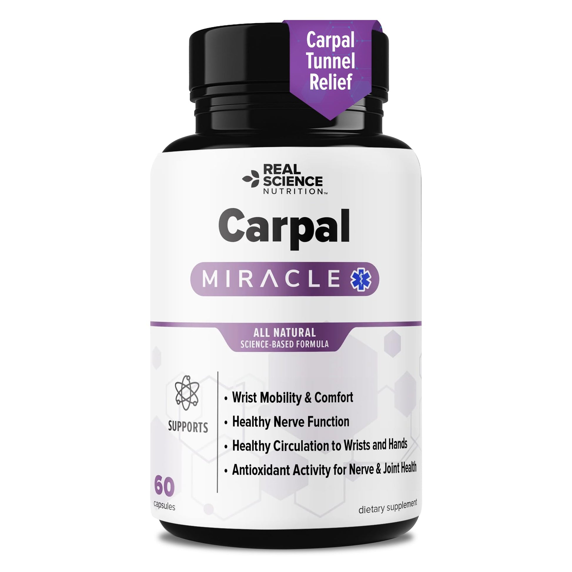 Real Science Carpal Miracle – All Natural Carpal Tunnel Relief & Wrist Support Supplement with Vitamins B6, B12, C, D, K + GABA – Hand & Nerve Comfort – Made in USA, 60 Caps Real Science NutritionBuy Supplements Australia
