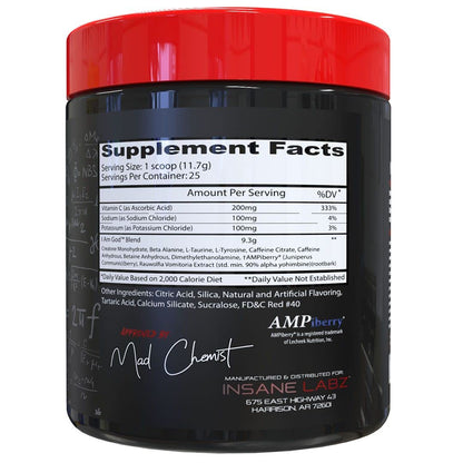 Insane Labz I am God Pre Workout, High Stim Pre Workout Powder Loaded with Creatine Insane LabzBuy Supplements Australia