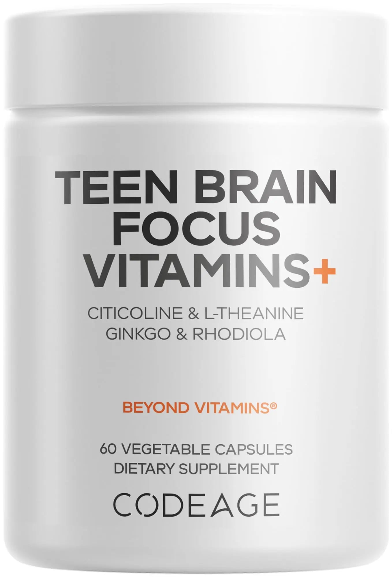 Codeage Teen Brain Focus Vitamins+ Citicoline Cognizin, L-Theanine, Ginkgo, Rhodiola, Lavender, Magnesium, Vitamin B6, B12, Folate Codeage