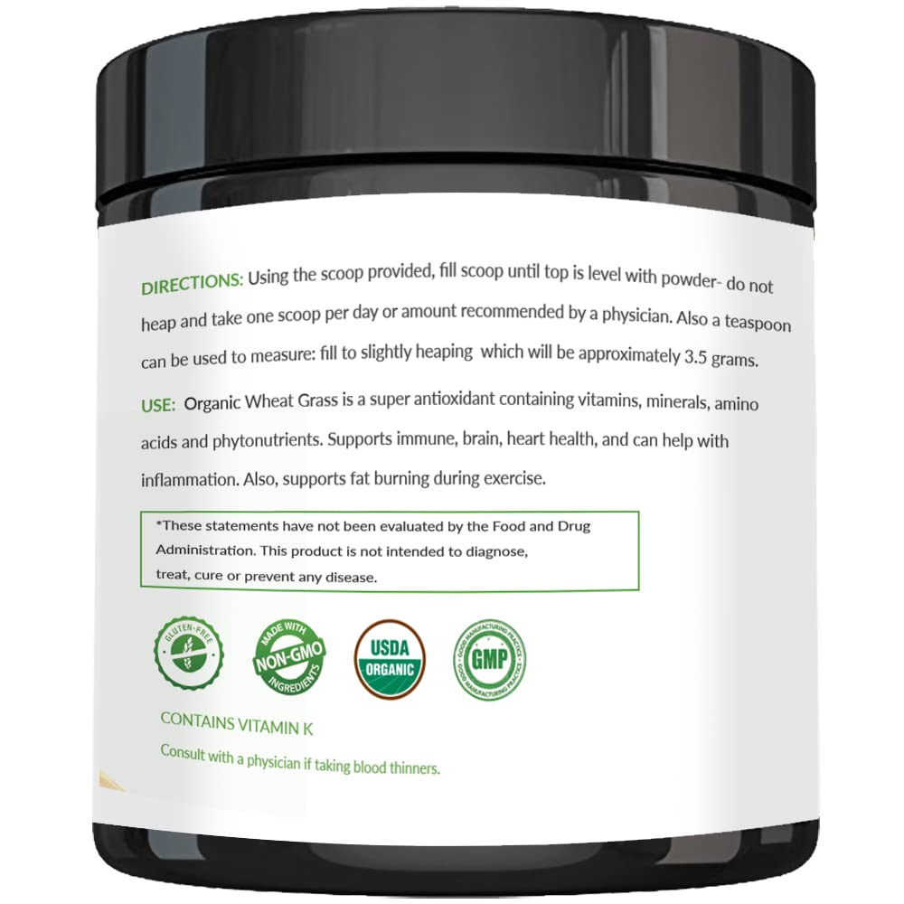 Wheatgrass Powder - USDA Certified Organic Wheat Grass Powder That Is Rich In Essential Amino Acids, Chlorophyll, Antioxidants, Fatty Acids, Minerals & Vitamins - US Grown - Vegan & Non-GMO Superfoods Nautical ElementsBuy Supplements Australia