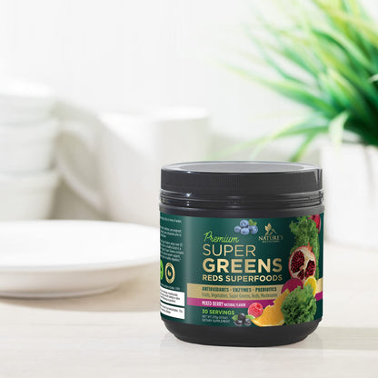 Greens Superfood Powder Supplement - Super Green Smoothie Mix Blend with Spirulina Nature's NutritionBuy Supplements Australia