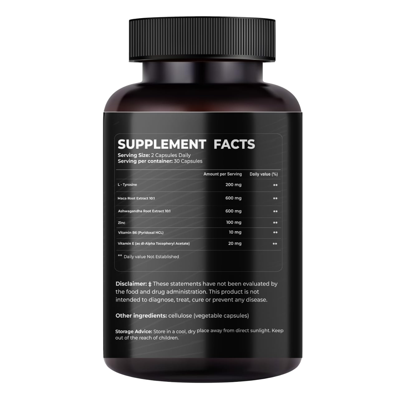 Mishas Nutraceuticals L-Tyrosine with Maca Root, Ashwagandha & Vitamins Complex – Energy, Mental Focus, Stress Relief & Immunity Support – 60 Capsules (30 Servings) MishasBuy Supplements Australia