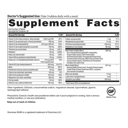 Dr. Sinatra Heart Healthy Multivitamin for Men with Vitamin D 1000 IU, A, B12, C, E, and Zinc, 90 Tablets (30-Day Supply) Dr. Sinatra