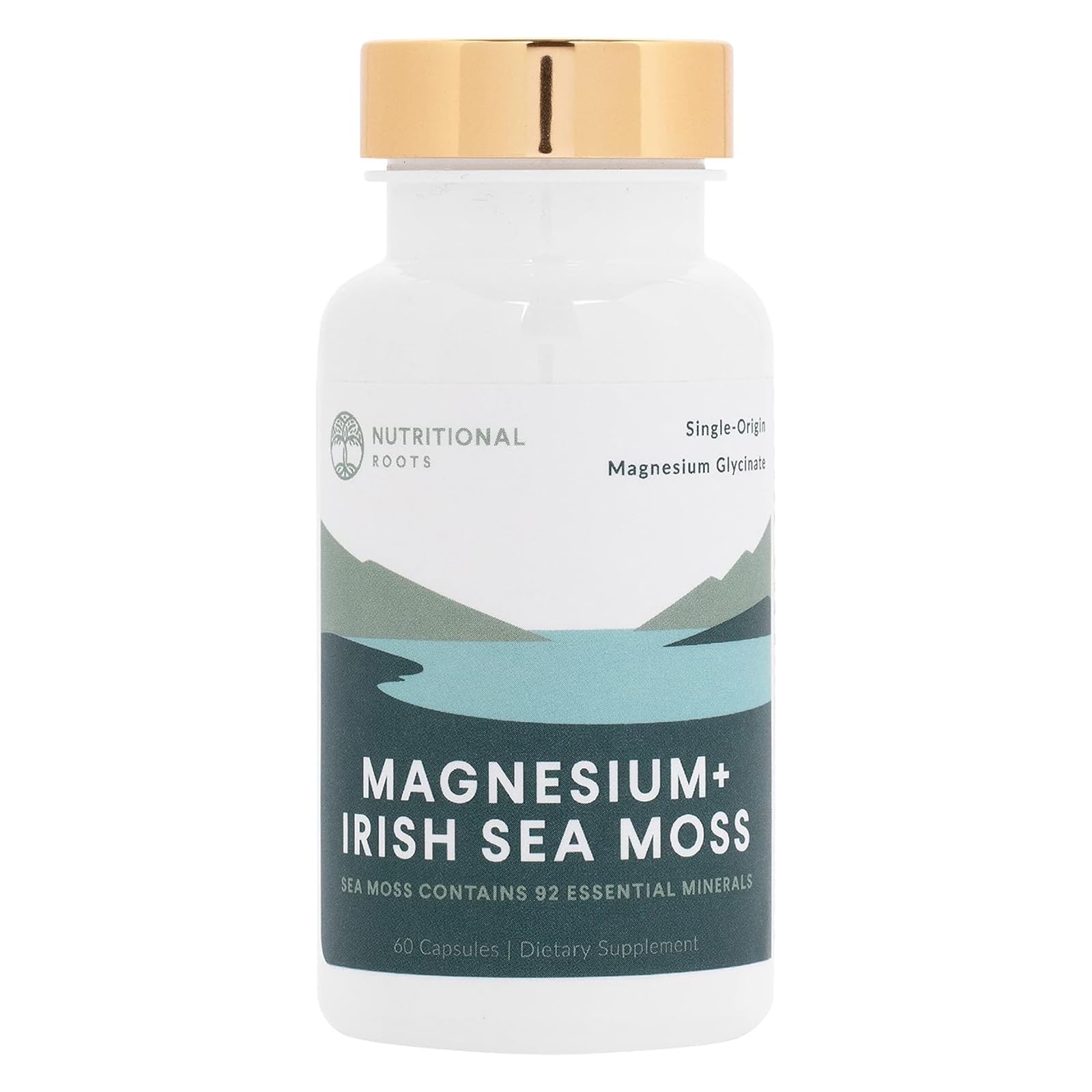 Nutritional Roots - Magnesium + Irish Sea Moss - 350mg Magnesium Glycinate & Organic Irish Sea Moss - Essential Minerals - Supports Heart & Bone Health - Dietary Supplement - 30 Servings - 60 Capsules Nutritional RootsBuy Supplements Australia