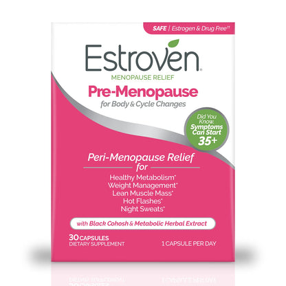 Estroven Pre-Menopause Relief, 30 Ct., Clinically Proven Ingredients, Provides Menopause