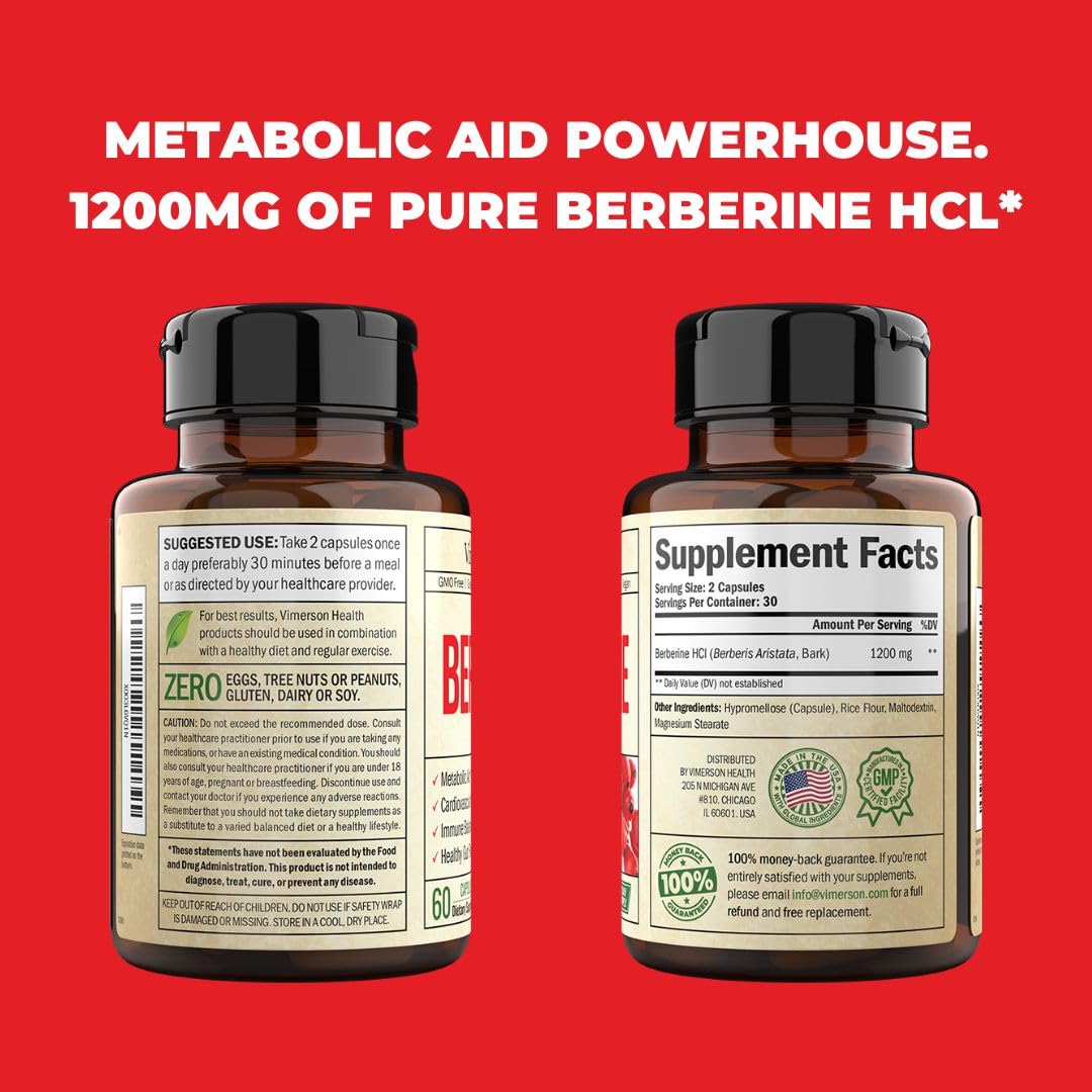 Vimerson Health Berberine Supplement with 3rd Party Tested Berberine 1200mg Per Serving Vimerson HealthBuy Supplements Australia