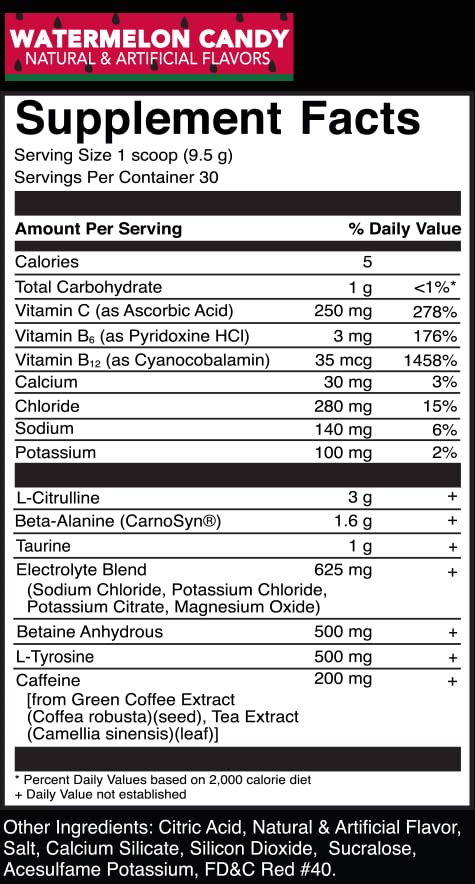 Rivalus Powder Burn - Watermelon Candy, 0.8 Pound - Intense Pre-Workout Energy, Zero Banned Substances, Made in USA.