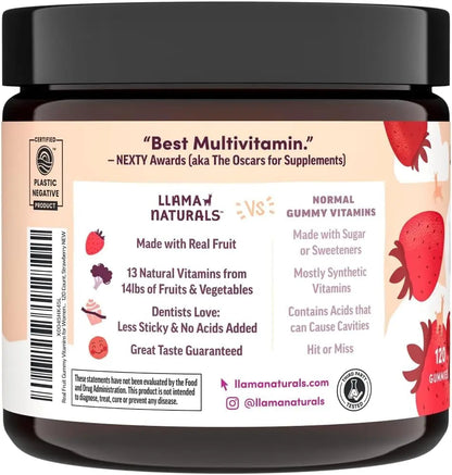 Llama Naturals Multivitamin for Women, Vegan, Organic Gummies with Vitamin D, C and K, Women's Real Fruit Gummy Vitamins Llama Naturals