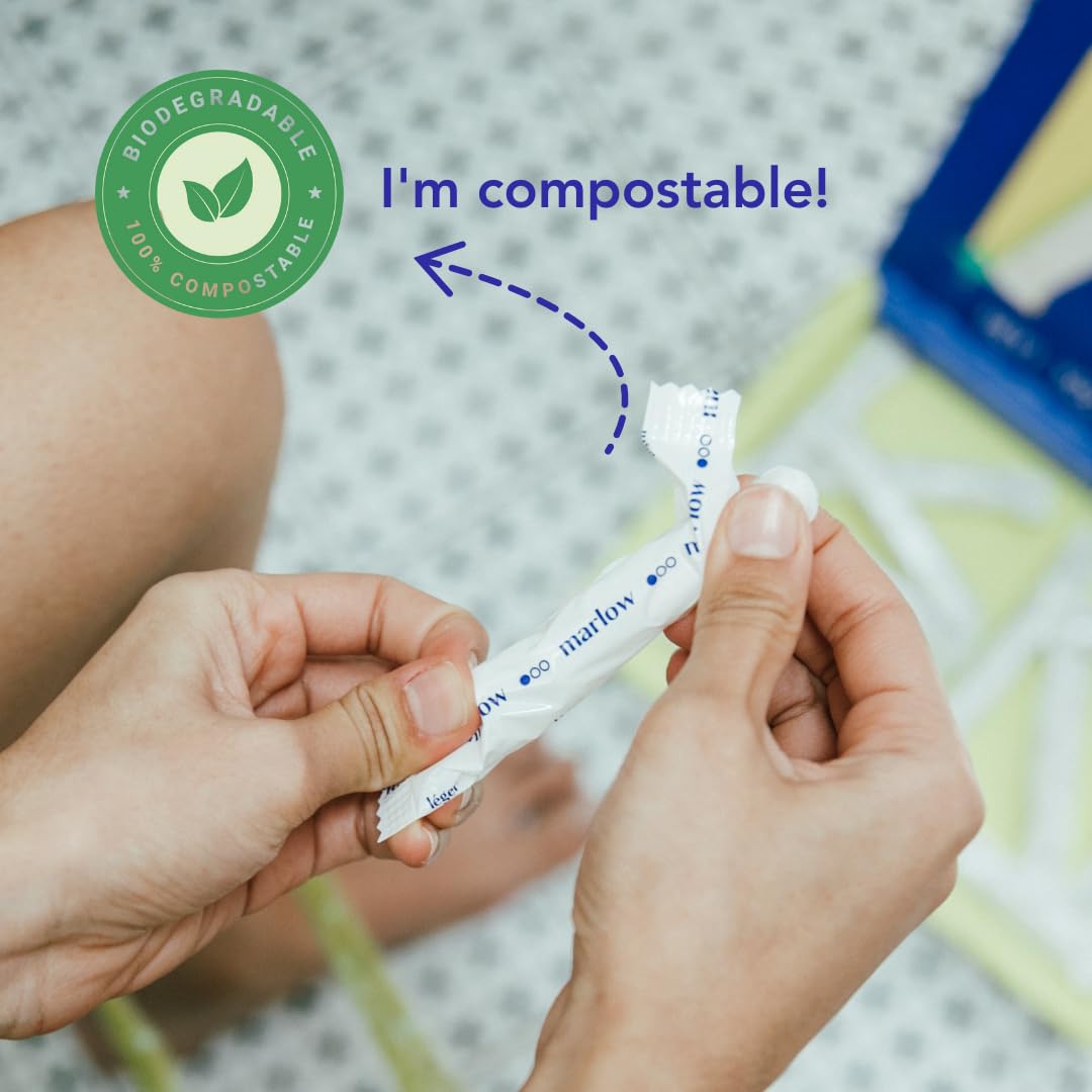 Award Winning 100% Organic Cotton Easy Glide Tampons with Compact Plant Based Applicator MARLOWBuy Supplements Australia