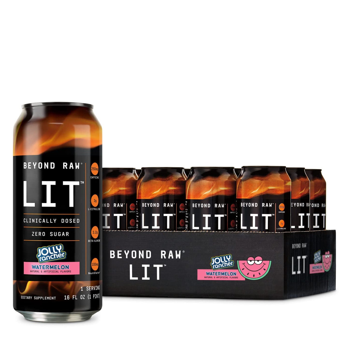 BEYOND RAW LIT On The Go | Ready to Drink Cans | Contains Caffeine, L-Citrulline, Beta-Alanine, and Nitric Oxide | Jolly Rancher Watermelon | 12 Count BEYOND RAWBuy Supplements Australia