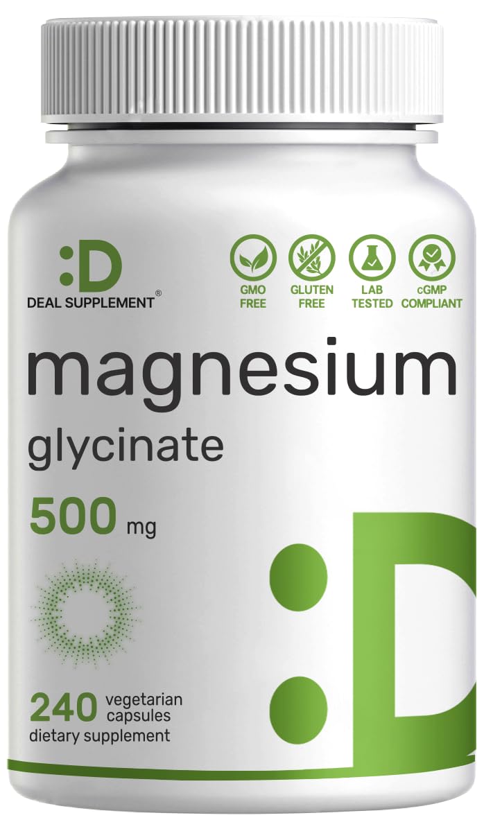 Deal Supplement Magnesium Glycinate 500mg, 240 Veggie Capsules | 100% Chelated for Easy Absorption | Essential Mineral Supplement | Non-GMO, Gluten-Free DEAL SUPPLEMENTBuy Supplements Australia
