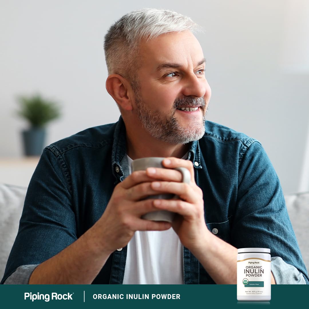 Piping Rock Organic Inulin Powder | 15 oz | Soluble Fiber Supplement | FOS Powder | Vegetarian, Non-GMO, Gluten Free Piping RockBuy Supplements Australia