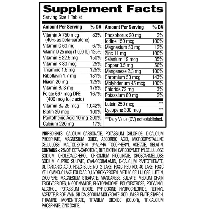 AGILIPET Equate Complete Multivitamin/Multimineral Supplement Tablets, Adults 50+, 220 Count (Pack of 1) Sticker AGILIPETBuy Supplements Australia