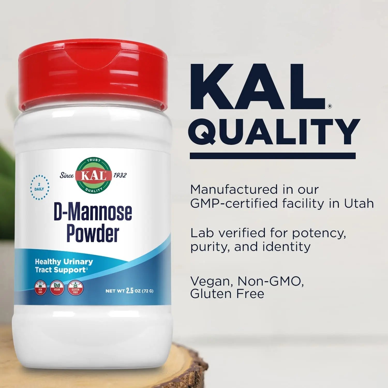 KAL D Mannose Powder 1600 mg, Easy-to-Mix, Fast-Dissolving D-Mannose - Urinary Tract Health and Bladder Support - Unflavored Powder, Non-GMO, Vegan, Gluten Free, 60-Day Guarantee, 45 Servings, 2.5oz KALBuy Supplements Australia