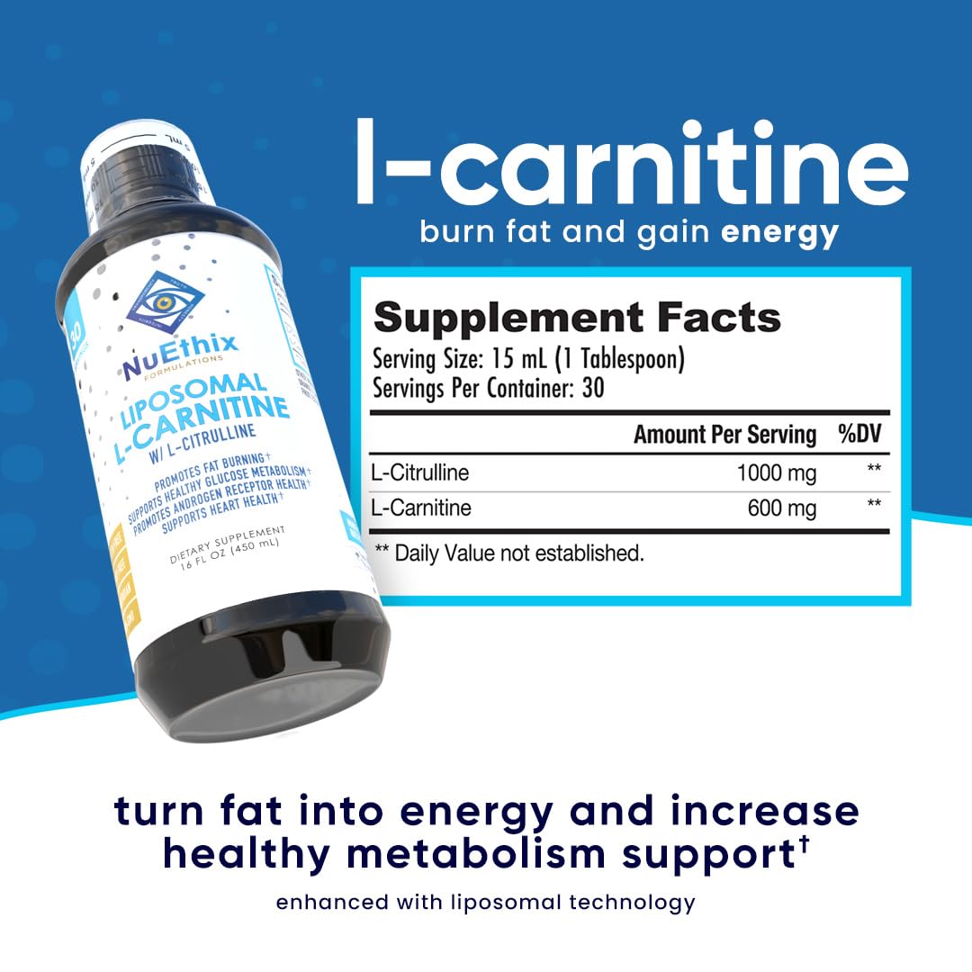 NuEthix Formulations Lipsomal L-Carnitine Supplement 600mg with L-Citrulline 1000mg NuEthix FormulationsBuy Supplements Australia