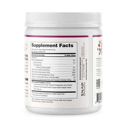 Snap Supplements Organic Beet Root Powder Nitric Oxide Supplement for Men & Women, Red Spinach & Pomegranate, Supports Healthy Energy & Blood Pressure Already in Normal Range, 30 Servings, Mixed Berry Snap SupplementsBuy Supplements Australia