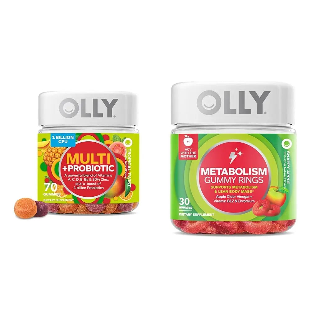 OLLY Multi + Probiotic Adult Multivitamin Gummy, 1 Billion CFUs, Digestive and Immune Support & Metabolism Gummy Rings, Apple Cider Vinegar, Vitamin B12, Chromium, Energy and Digestive Health OLLYBuy Supplements Australia