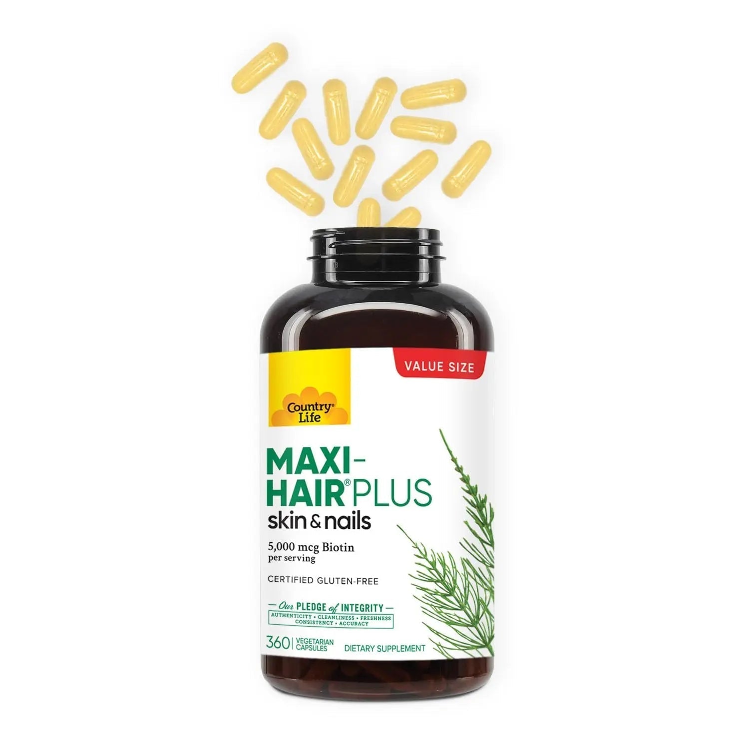 Country Life Maxi-Hair Plus 5000 mcg Biotin, 360 Capsules, Certified Gluten Free, Certified Vegetarian Country LifeBuy Supplements Australia