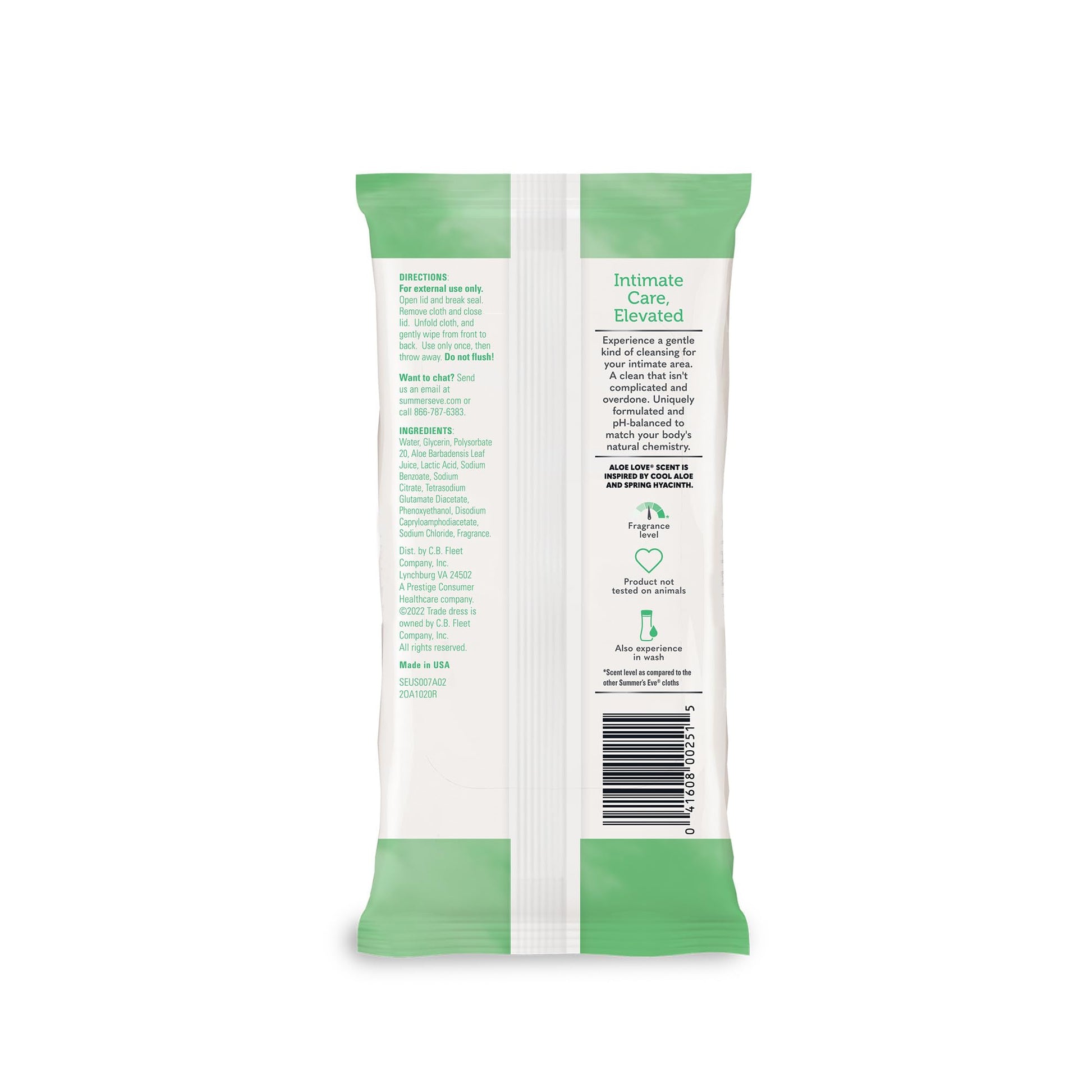 Summer's Eve Aloe Love Gentle Daily Feminine Wipes, Removes Odor, pH balanced, 32 Count, 12 Pack Summer's EveBuy Supplements Australia