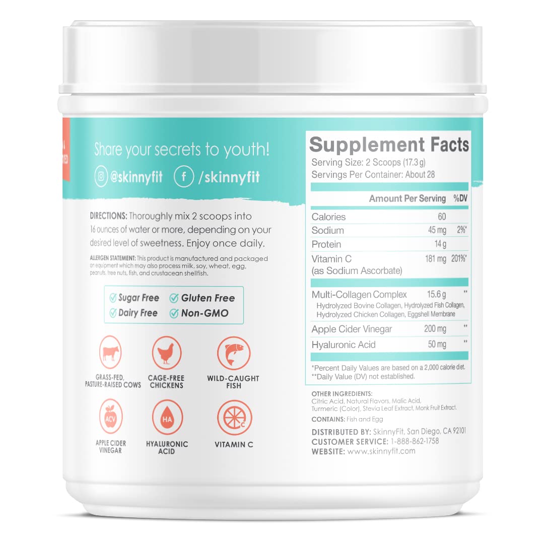 SkinnyFit Super Youth Multi-Collagen Peptides Plus Apple Cider Vinegar, Hyaluronic Acid SkinnyFitBuy Supplements Australia