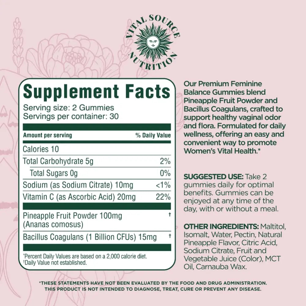 Vital Source Nutrition - Premium Feminine Balance Gummies - for Women’s Health & Wellness - Immune Support Vital Source NutritionBuy Supplements Australia
