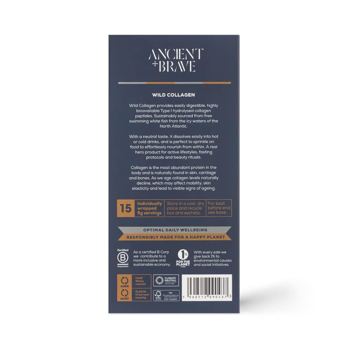 Ancient + Brave Wild Collagen Sachets 15 x 5g - Wild Caught Marine Collagen Powder Ancient + BraveBuy Supplements Australia