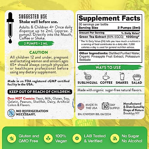 Green Tea Extract - 1000mg - 50% EGCG - Green Tea Liquid Drops, 4x more Powerful than Drops Of NatureBuy Supplements Australia