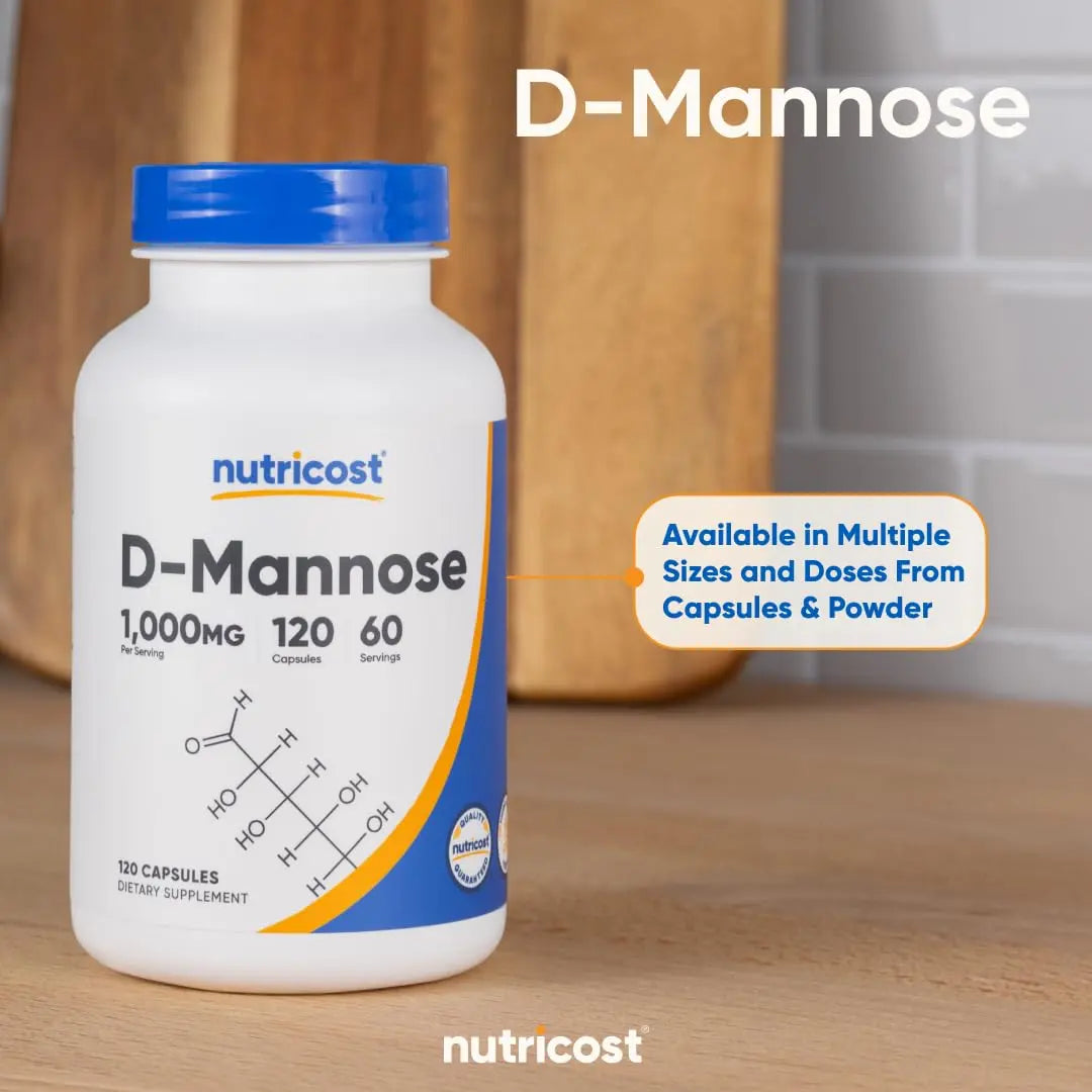 Nutricost D-Mannose 1000mg Per Serving, 120 Capsules - 500mg Per Capsule, Urinary Tract Health, Non-GMO and Gluten Free (Pack of 2) NutricostBuy Supplements Australia