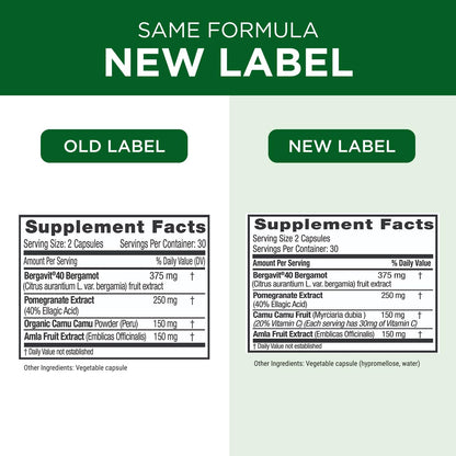 EMERALD LABS Bergamot+ - Supports Metabolism & Heart Health with Bergamot, Pomegranate, Amla & Camu Camu - Gluten-Free & Vegan - 60 Vegetable Capsules (30 Servings) EMERALD LABSBuy Supplements Australia