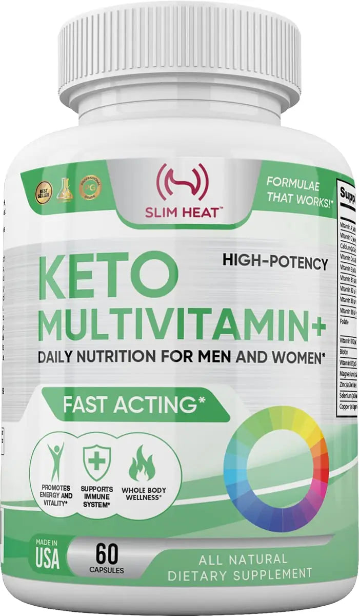 Keto Multivitamin for Women and Men - 35 Potent, Pure Ingredients - Vitamin C, Vitamin D, Vitamin A, Vitamin E and Zinc for Immune Support Slim Heat