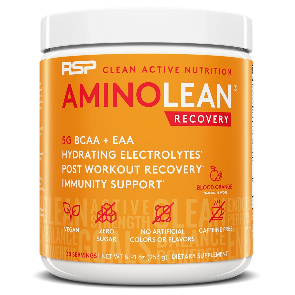 RSP NUTRITION AminoLean Pre Workout Energy (Blue Raspberry 30 Servings) with AminoLean Recovery Post Workout Boost (Blood Orange 30 Servings)