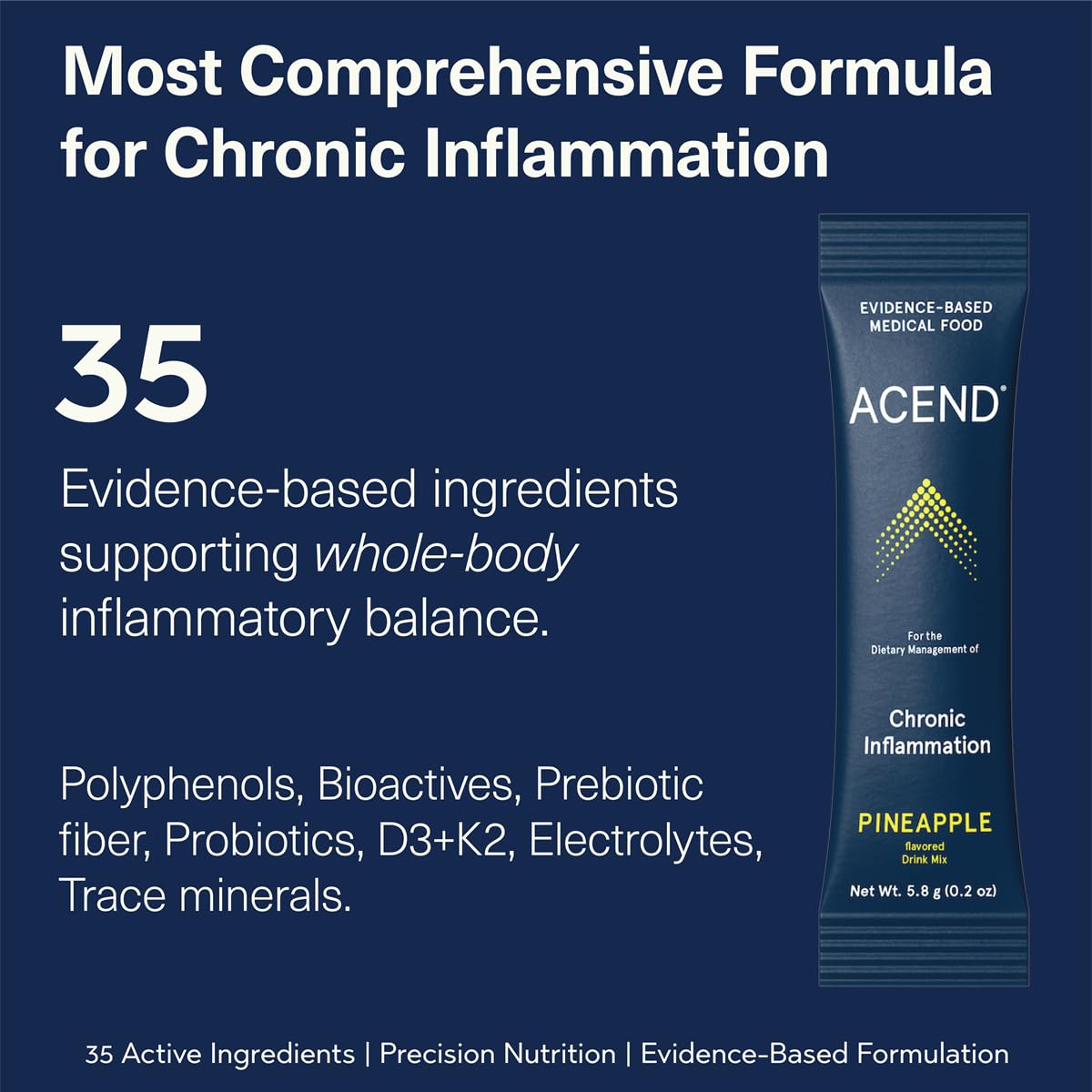 ACEND Advanced Inflammatory Support Powdered Drink Mix | Evidence-Based Polyphenols + Prebiotic Fiber + Probiotics | D3+K2, Minerals & Electrolytes | Non-GMO ACENDBuy Supplements Australia